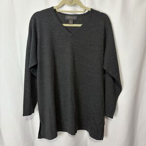 Lane Bryant Acrylic Merino Wool Gray V-neck Light Weight Pullover Sweater 14/16